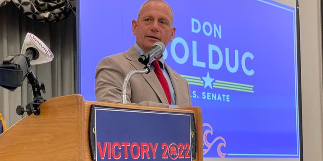 Former Army Gen. Don Bolduc, the Republican Senate nominee in New Hampshire, speaks at a New Hampshire GOP unity breakfast, on Sept.  15, 2022 in Concord, NH