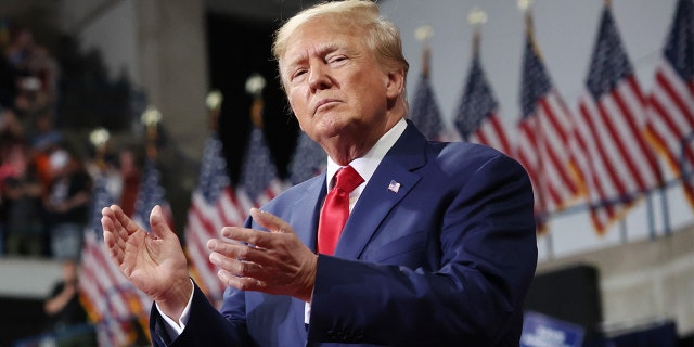 Former President Donald Trump addresses supporters at a rally in Wilkes Barre, Pennsylvania, Sept. 3, 2022. 