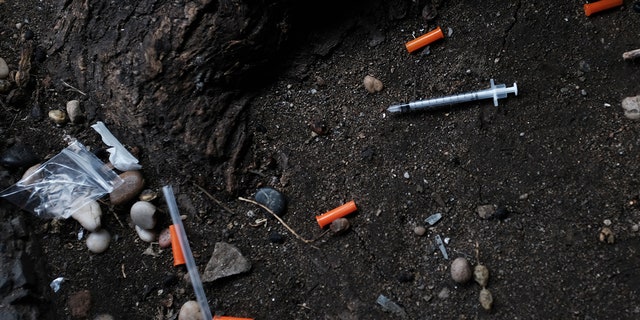 FILE: Hypodermic needles litter the ground
