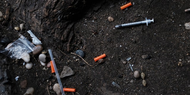 FILE: Hypodermic needles litter the ground