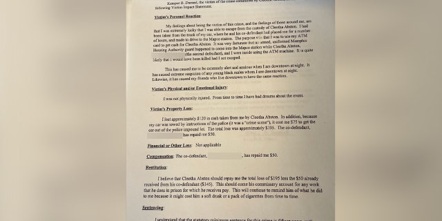 Kemper Durand's 2001 victim's shock statement after Cleosa Abston kidnapped him, held him at gunpoint and forced him to withdraw cash from multiple ATMs.