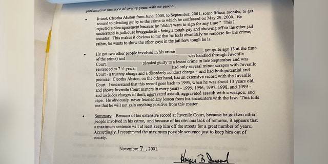 Kemper Durand's 2001 victim's shock statement after Cleosa Abston kidnapped him, held him at gunpoint and forced him to withdraw cash from multiple ATMs.