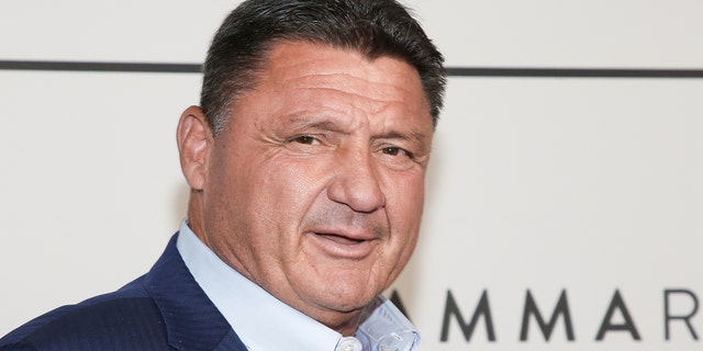 College Football Coach Ed Orgeron attends the Big Game Kick-Off event hosted by Merging Vets and Players at Academy LA on February 09, 2022 in Los Angeles.