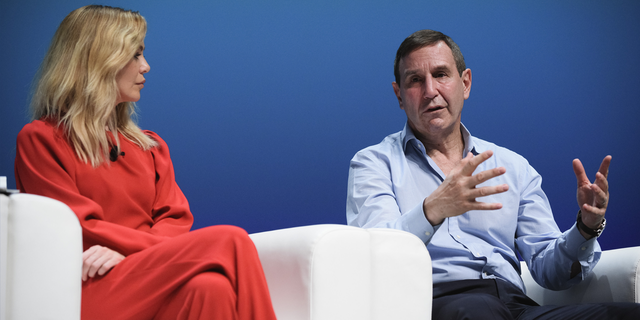 Ellen Pompeo (L) and Richard Edelman speak onstage during the Edelman session at the Cannes Lions Festival 2018 on June 19, 2018 in Cannes, France.