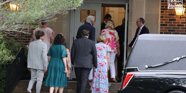 Mourners gather at the Second Presbyterian Church in Memphis, Tennessee, on September 10, 2022, for the funeral service for Eliza Fletcher.