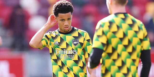 Ethan Nwaneri of Arsenal FC is pictured during the Premier League match against Brentford FC at Gtech Community Stadium in Brentford, England on September 18, 2022.