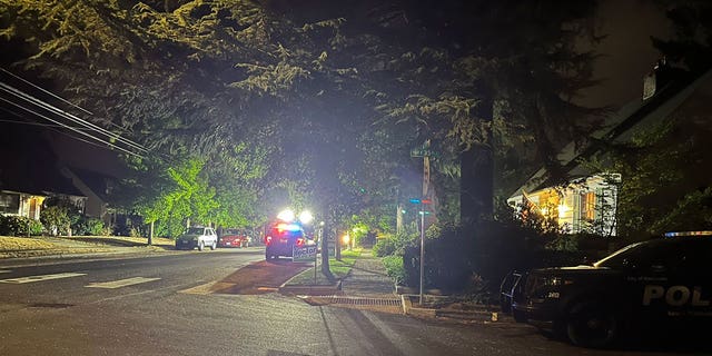 Police presence outside the home of Vancouver Mayor Anne McEnerny-Ogle.