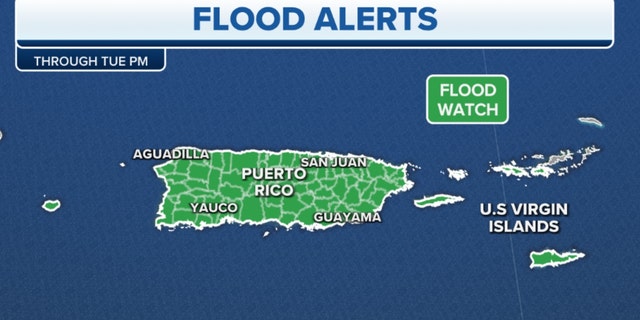 Flood alerts through Tuesday night in Puerto Rico