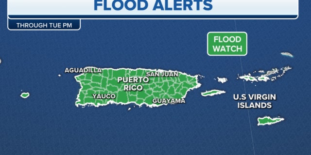 Flood alerts through Tuesday night in Puerto Rico
