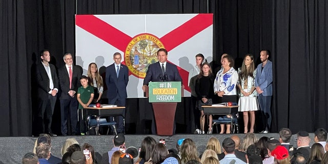 Florida Gov. Ron DeSantis speaks at Education Freedom event in Boca Raton, Florida on Tuesday, Sept. 20, 2022. (Ronn Blitzer/Fox News Digital)