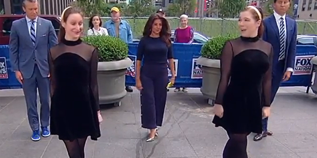 Stephanie Parker, a dancer with the New York Studio of Irish Step Dance, showed the "Fox and Friends Weekend" cohosts the firsts steps to Irish step dancing on Sat., Sept. 17, 2022.