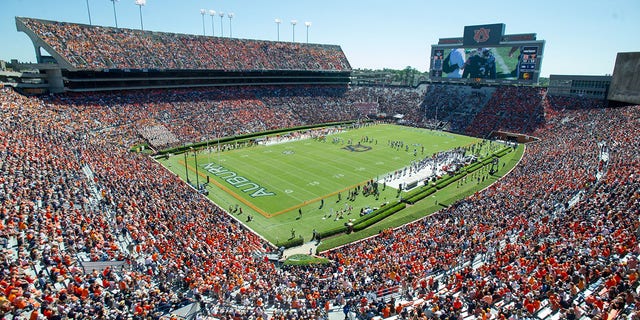 View of Jordan-Hare Stadium during a game between the Auburn Tigers and Tennessee Volunteers Oct. 13, 2018, in Auburn, Ala. 