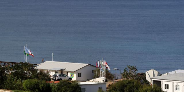 A military vessel of the United Nations peacekeeping force in Lebanon is pictured off the coast of the southern Lebanese town of Naqura on the border with Israel Nov. 11, 2020.