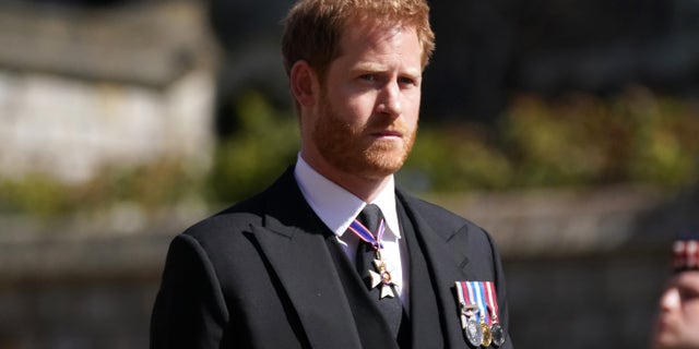 Prince Harry did not wear his military uniform to Prince Philip's funeral service in April 2021.