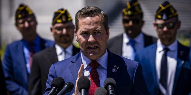 Rep. Michael Waltz, R-Fla., speaks during a press conference with members of the American Legion on Capitol Hill, June 16, 2021.