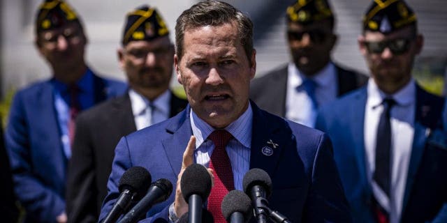 Rep. Michael Waltz, R-Fla., speaks during a press conference with members of the American Legion on Capitol Hill, June 16, 2021.