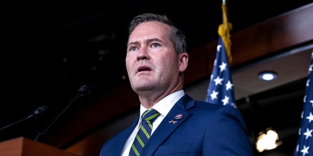 Rep. Mike Waltz speaks during a news conference at the U.S. Capitol on Aug. 24, 2021.