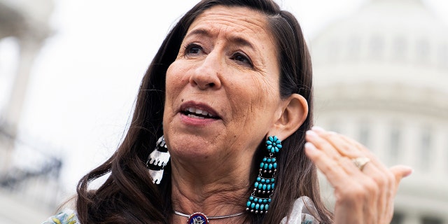 Rep. Teresa Leger Fernandez, D-N.M., attends a rally on the House steps of the U.S. Capitol to voice opposition to the Supreme Courts leaked draft opinion indicating the Court will overturn Roe v. Wade, on Friday, May 13, 2022.