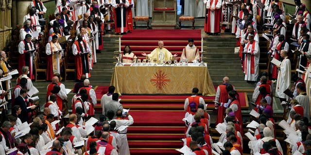 The Archbishop of Canterbury Justin Welby leads the opening service of the 15th Lambeth Conference at Canterbury Cathedral in Kent on July 31, 2022.