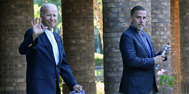 Joe Biden waving near Hunter Biden