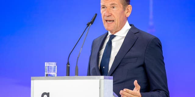 Mathias Döpfner speaks during a reception at Axel Springer Haus on Aug. 15, 2022, in Berlin, Germany.  (Alex Gora/Pool/Getty Images)