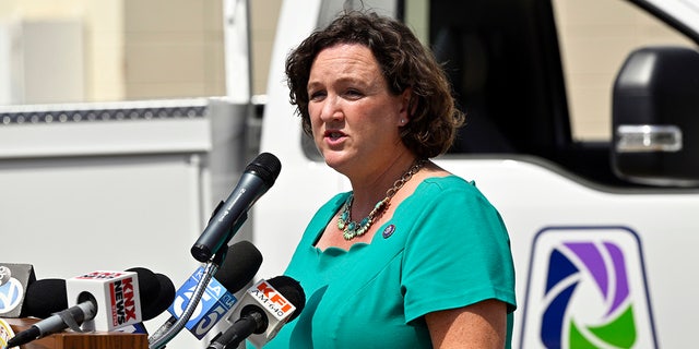 Rep. Katie Porter, D-Calif., during a press conference on Thursday, August 18, 2022.