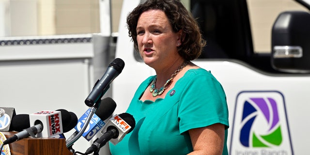 Rep. Katie Porter, D-Calif., during a news conference Thursday, August 18, 2022.