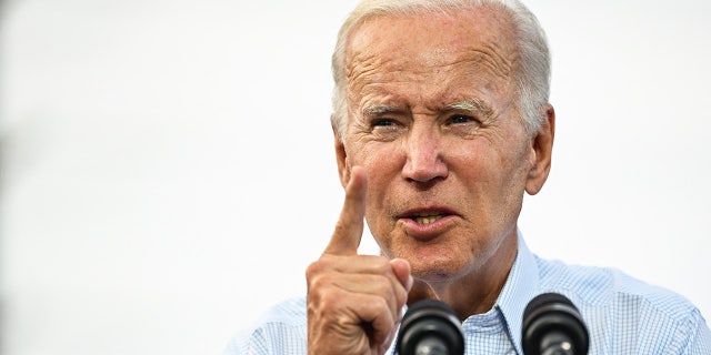 US President Joe Biden speaking at the Labor Day event with National Steelworkers Local Union 2227 on September 5, 2022 in West Mifflin, Pennsylvania.