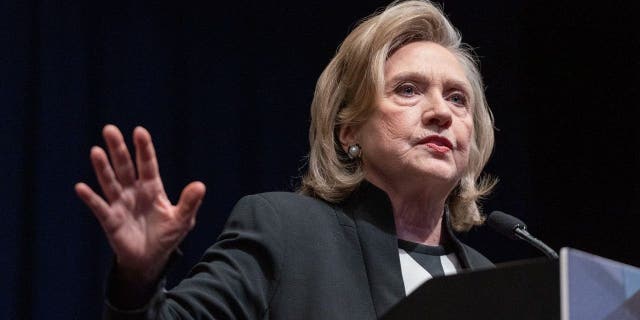 Hillary Clinton speaks during the New York Democratic Convention at the Sheraton in Midtown Manhattan on Feb. 17, 2022.