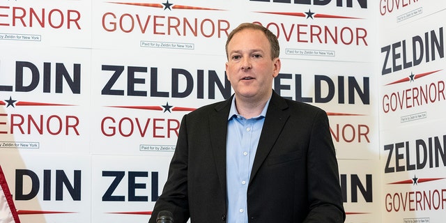 Republican and Conservative Parties nominee for Governor Lee Zeldin press conference on the issue of debates at Zeldin NYC campaign headquarters. 