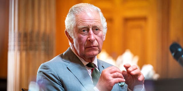 King Charles III during a roundtable with attendees of the Natasha Allergy Research Foundation seminar to discuss allergies and the environment, at Dumfries House, Cumnock on September 7, 2022.