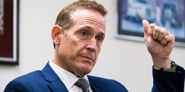 Rep. Ted Budd, a Republican running for U.S. Senate in North Carolina, during a campaign event in Lexington, North Carolina on Friday, Sept. 9, 2022.