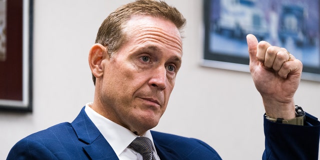 Rep. Ted Budd, a Republican running for U.S. Senate in North Carolina, during a campaign event in Lexington, North Carolina on Friday, Sept. 9, 2022. 