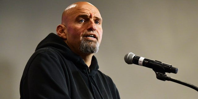 Democratic Pennsylvania Senate nominee John Fetterman holds a rally with U.S. Congresswomen Madeleine Dean and Mary Gay Scanlon on September 11, 2022 at Montgomery County Community College in Blue Bell, Pennsylvania.