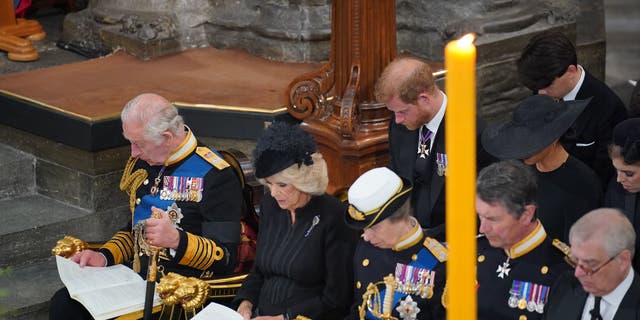 Prince Harry and Meghan Markle were seated directly behind King Charles III and the Queen Consort, Camilla, at Queen Elizabeth II's funeral.