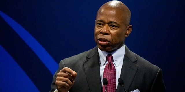 New York City Mayor Eric Adams speaks during the Clinton Global Initiative annual meeting in New York on Tuesday, Sept. 20, 2022.