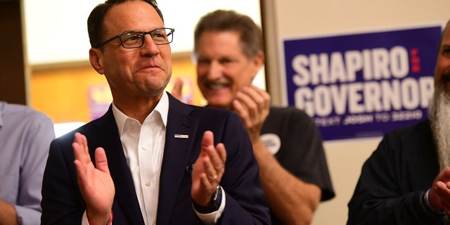 Democratic candidate for Governor Pennsylvania Attorney General Josh Shapiro reacts during introductory speeches at a Northampton County event.