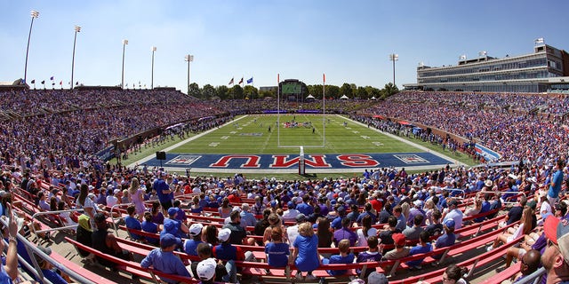 View of the stadium during a game between SMU and TCU Sept. 24, 2022, at Gerald J. Ford Stadium in Dallas, Texas.