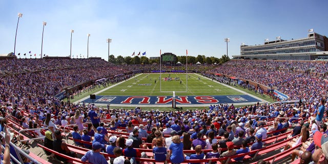 View of the stadium during a game between SMU and TCU Sept. 24, 2022, at Gerald J. Ford Stadium in Dallas, Texas.