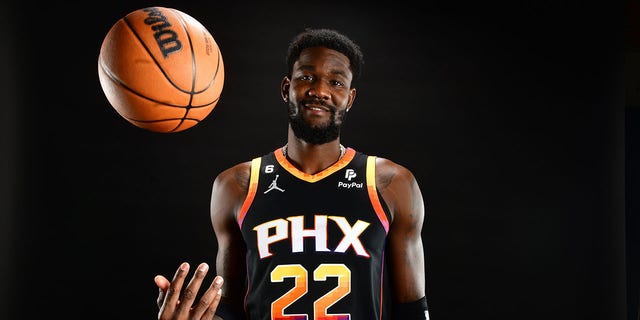 Deandre Ayton, #22 of the Phoenix Suns, poses for a portrait during 2022 NBA Media Day on Sept. 26, 2022, at the Footprint Center in Phoenix. 