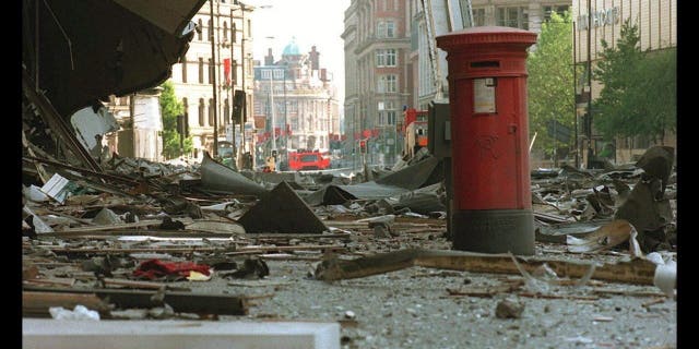 Terrorist bombing in Manchester blamed on IRA.