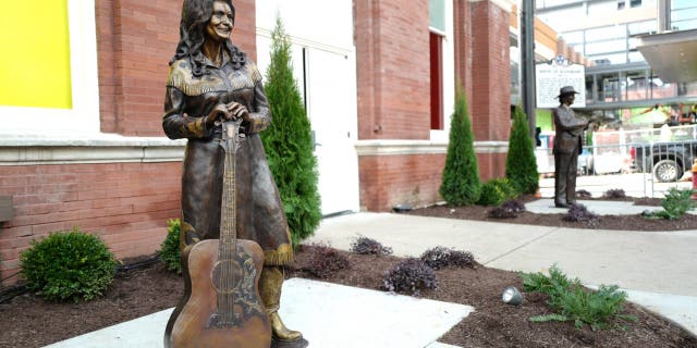 A statue of the legendary country artist Loretta Lynn is seen outside the Ryman Auditorium on Oct. 20, 2020, in Nashville, Tennessee.