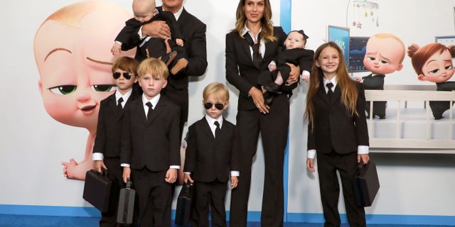 Alec Baldwin and Hilaria Baldwin have seven children together. Seen here at the 2022 premiere of "Boss Baby." The couple share Carmen, Rafael, Leonardo, Eduardo, Romeo, Lucia, and Ilaria (newborn not pictured).