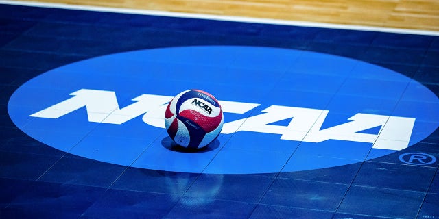 The playing court before the game between Carthage College and Benedictine University in the Division III Men Volleyball Championship held at the Salem Civic Center on April 24, 2021 in Salem, Virginia.