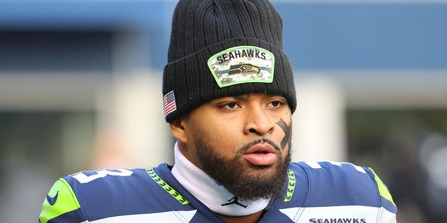 Jamal Adams, #33 of the Seattle Seahawks, looks on before the game against the Arizona Cardinals at Lumen Field on Nov. 21, 2021 in Seattle. 