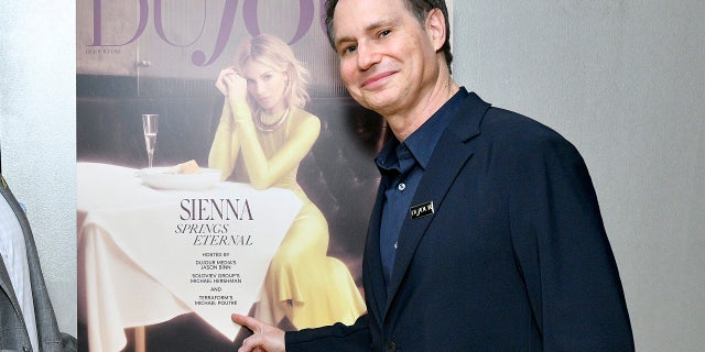 DuJour Media's Jason Binn celebrates Sienna Miller's spring cover with Soloviev Group's Michael Hershman and Terraform's Mike Poutré at Cucina 8 1/2 on April 20, 2022 in New York City.