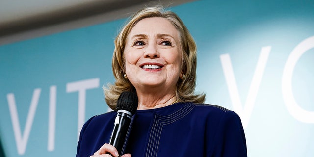 Former Secretary of State Hillary Rodham Clinton speaks at a panel discussion during the Vital Voices Global Headquarters for Women's Leadership grand opening festival on May 05, 2022 in Washington, DC.