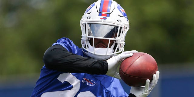 Buffalo Bills' Micah Hyde catches at Bills Minicamp in Orchard Park, NY June 15, 2022 
