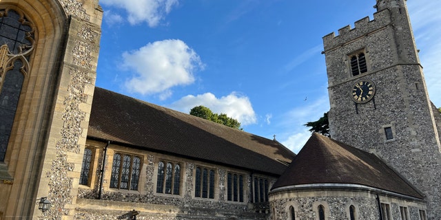 A rainbow flag flies on the Church of Saint Peter and Saint Paul in Bromley, South London.