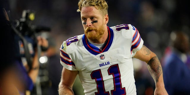 Cole Beasley #11 of the Buffalo Bills runs off of the field during to an NFL game against the Tennessee Titans at Nissan Stadium on Oct. 18, 2021 in Nashville, Tennessee.